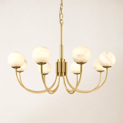 Moderner runder Alabaster-Kronleuchter, 80 cm Durchmesser