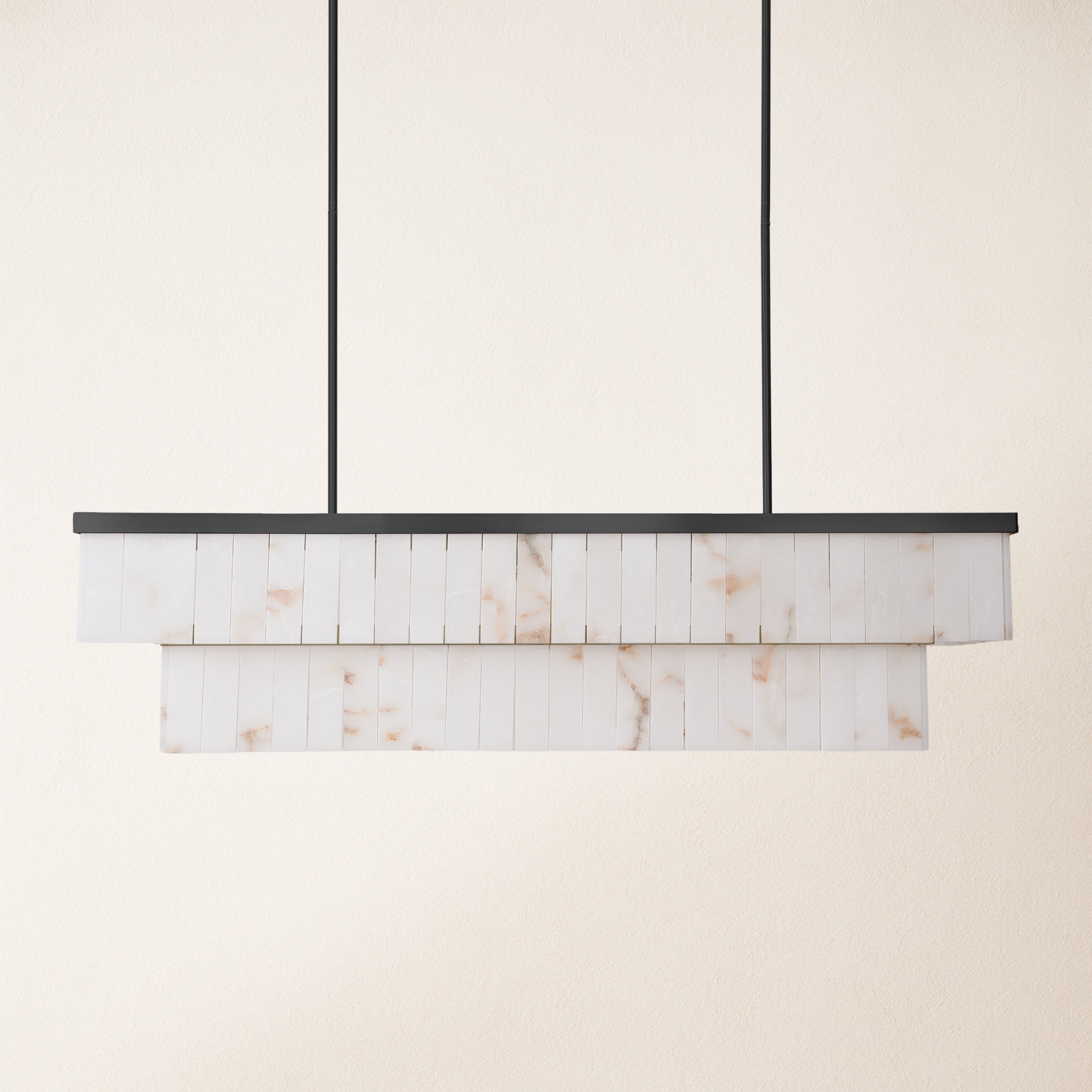 Solmare Alabaster Rechteckiger Kronleuchter 55"B