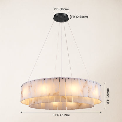 Sawyer Alabaster Round Chandelier 32"