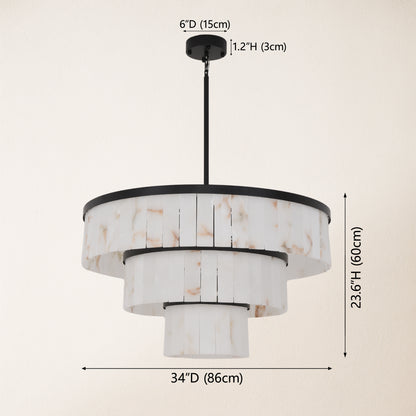 Solmare Alabaster Round Chandelier 34"#Finish_Black