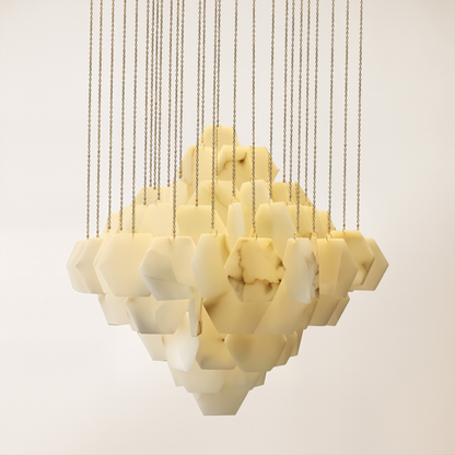 Talan Mehrschichtiger unregelmäßiger Alabaster-Kronleuchter 39"D