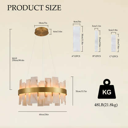 Nocturne Alabaster Round Chandelier 24"