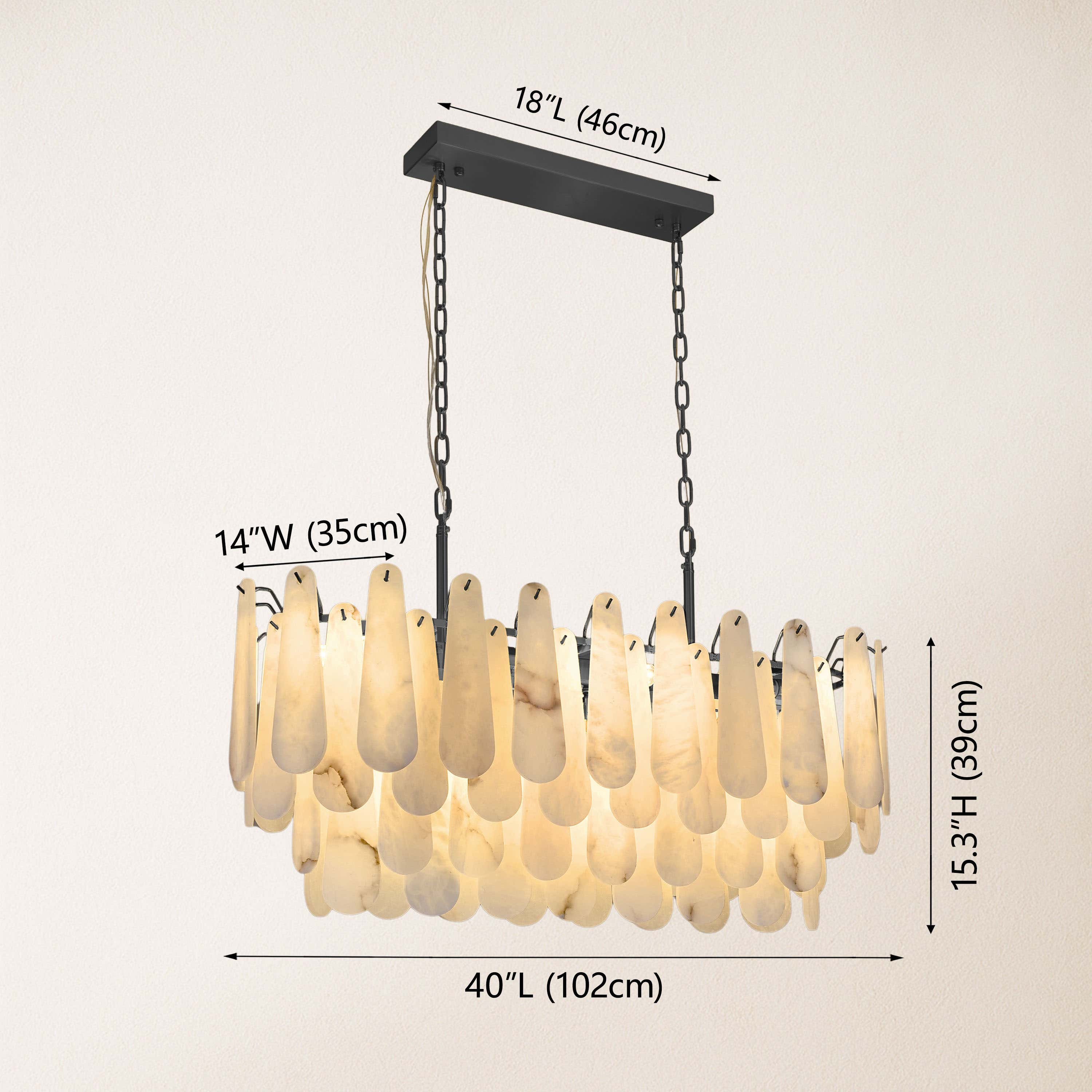 Caldera Alabaster Rectangular Chandelier 40"