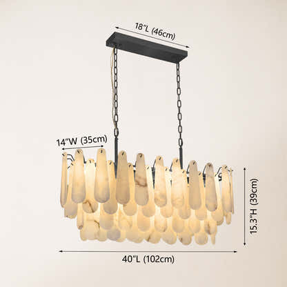 Caldera Alabaster Rectangular Chandelier 40"