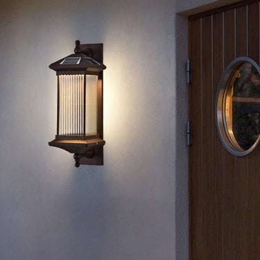 Vintage gestreiftes Glas wasserdichte LED Retro Solar Außenwandleuchten