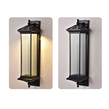 Vintage gestreiftes Glas wasserdichte LED Retro Solar Außenwandleuchten