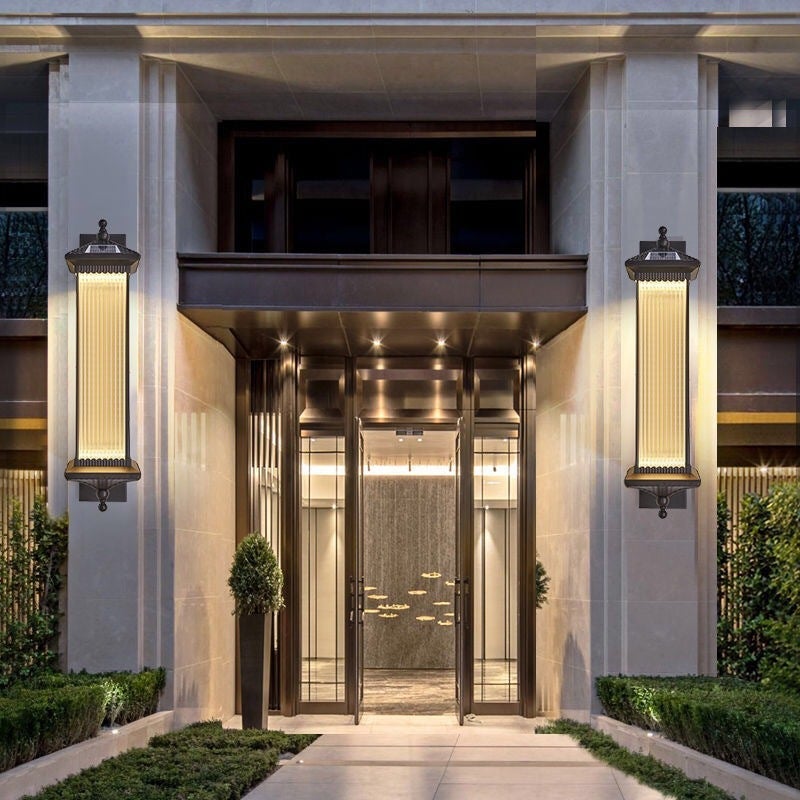 Vintage gestreiftes Glas wasserdichte LED Retro Solar Außenwandleuchten