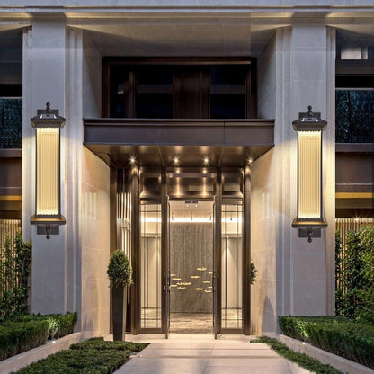 Vintage gestreiftes Glas wasserdichte LED Retro Solar Außenwandleuchten