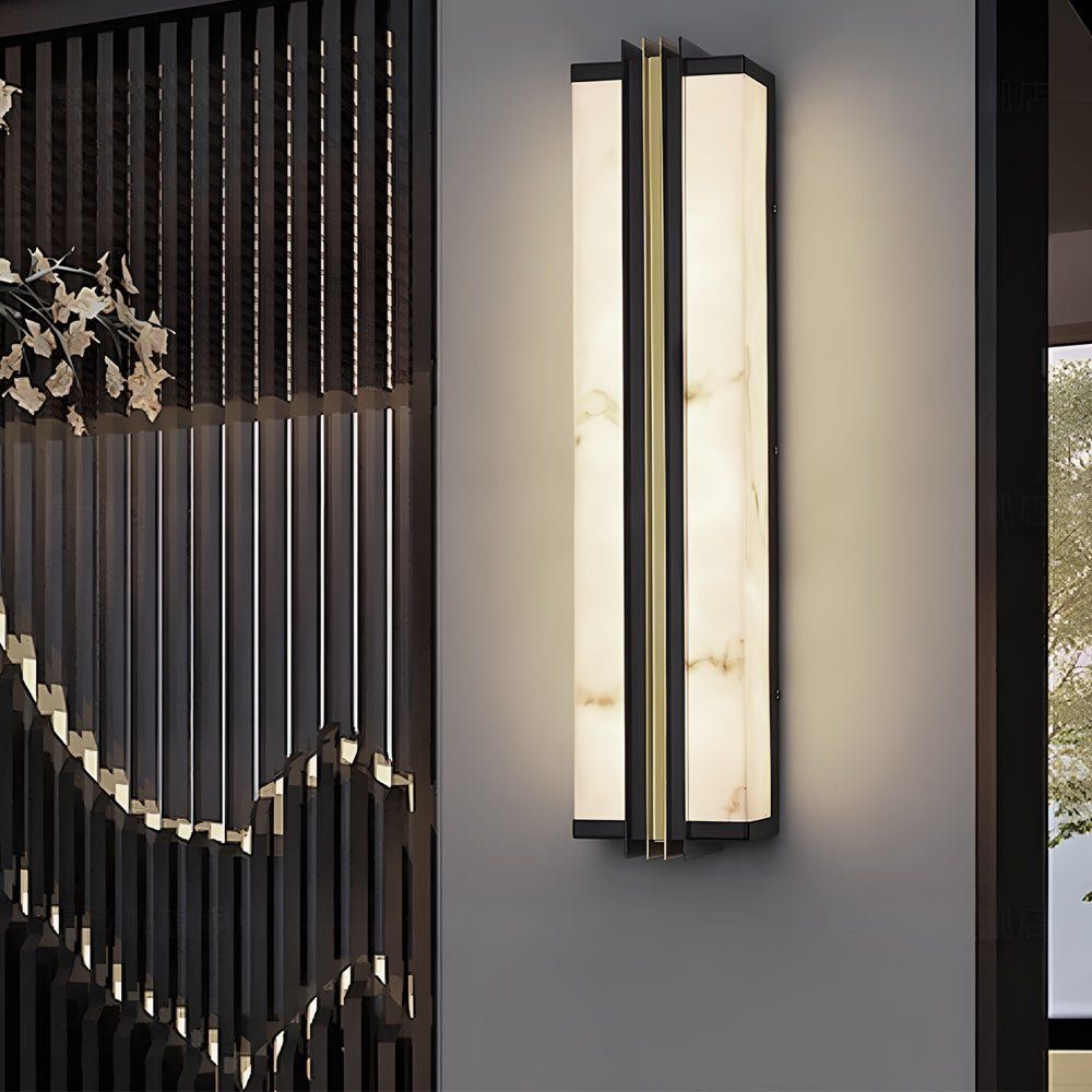 Moderne schwarze LED-Wandleuchten für den Innen- und Außenbereich mit Schirm aus Kunstharzmarmor