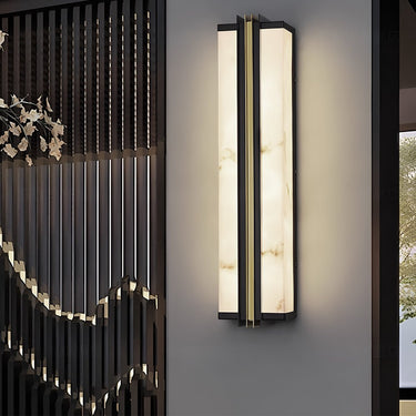 Moderne schwarze LED-Wandleuchten für den Innen- und Außenbereich mit Schirm aus Kunstharzmarmor