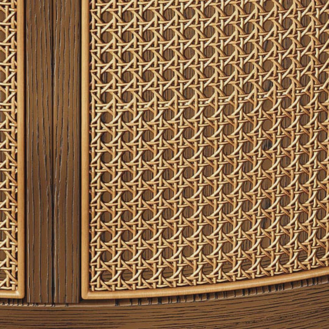 Harlow Round Oak & Rattan Drum Coffee Table