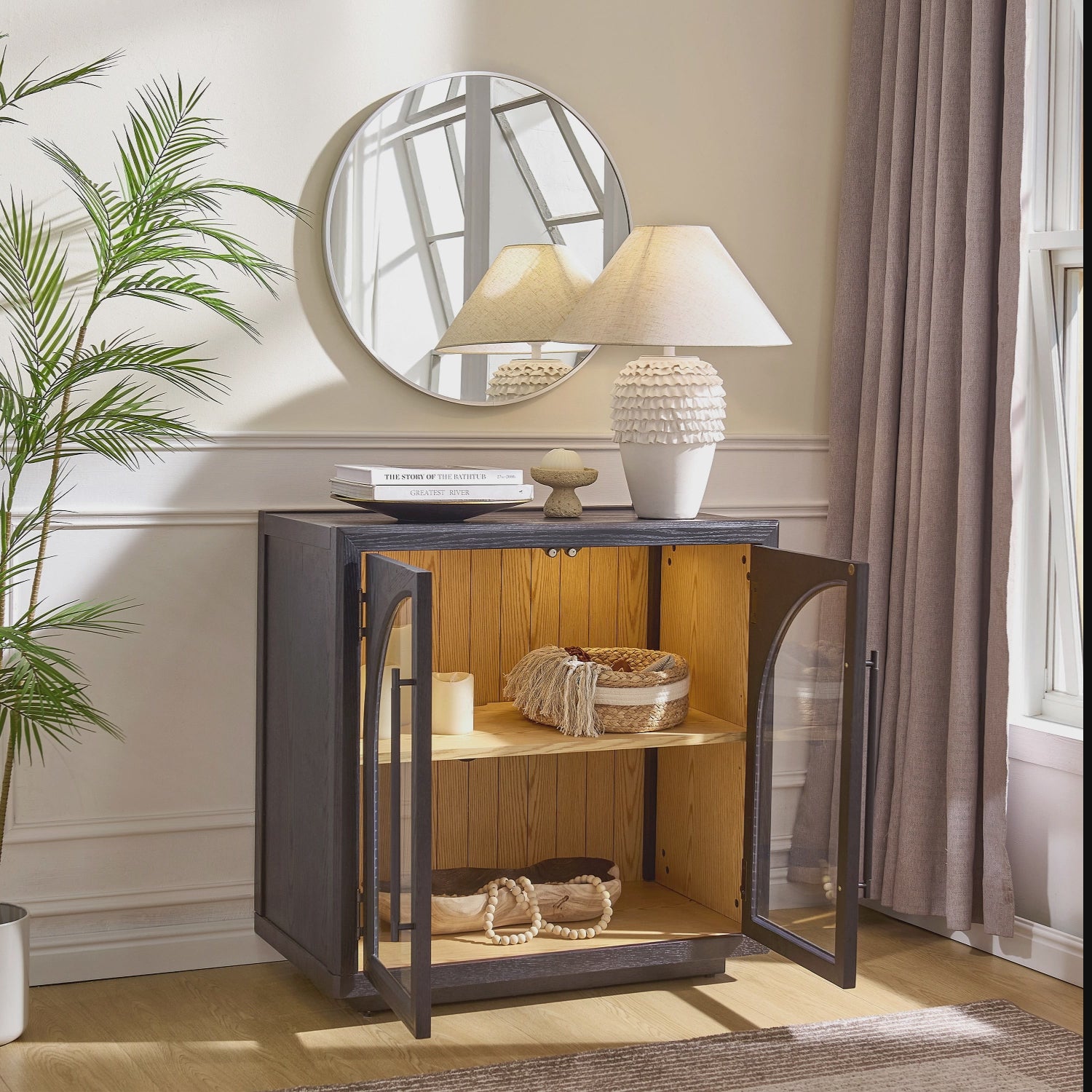 Alvar Arched 95″ Oak Media Console(Set of 3)