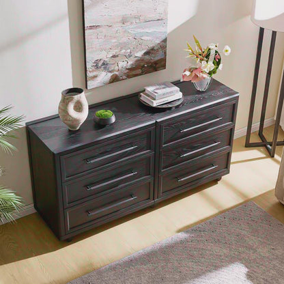 Alvar 63″ Oak 6-Drawer Chest(Set of 2)