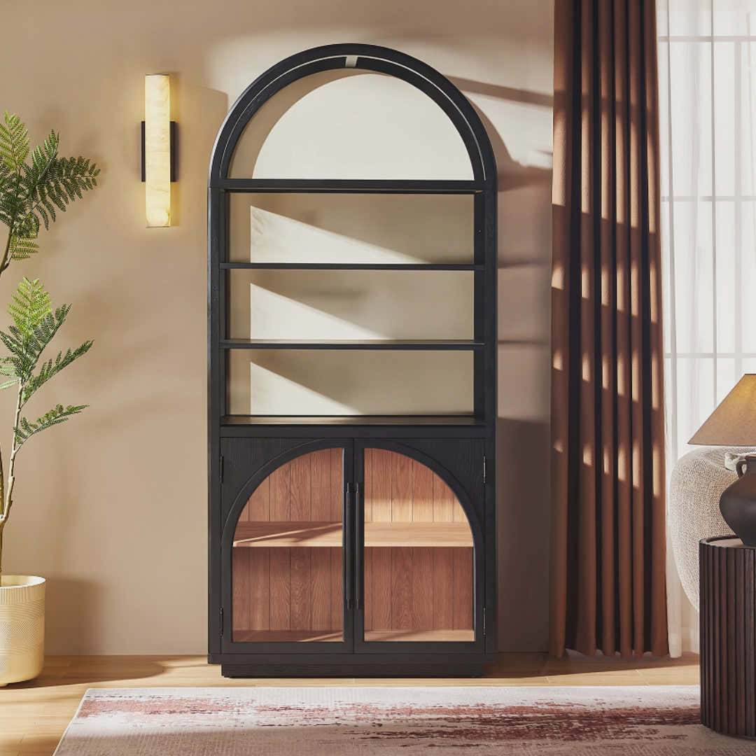Alvar Arched Bookcase with Cabinet