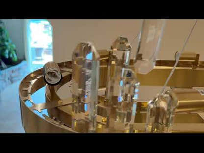 Runder Kronleuchter Stellara mit Kristallstreifen, 61 cm Durchmesser