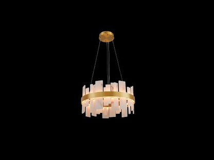 Nocturne Alabaster Round Chandelier 24"