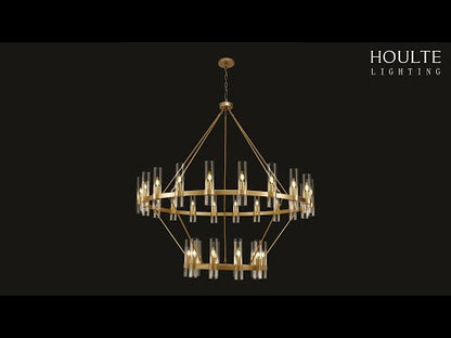 Cylora Glass Tube 2-Tier Round Chandelier 48"