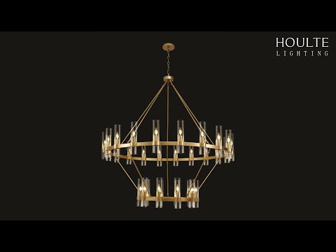 Cylora Glass Tube 2-Tier Round Chandelier 48"