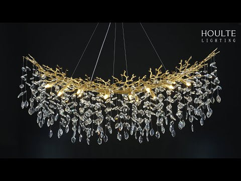Frostleaf Crystal Cascade Tree Branch Linear Chandelier 72"