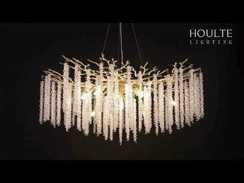 Load video: Snow Tree Branch Crystal Chandelier 30&quot;D