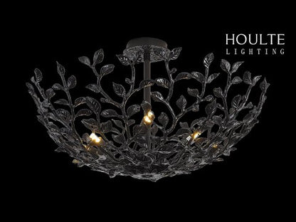Elara Black Tree Branch Semi Flush Mount Chandelier 25.5"D