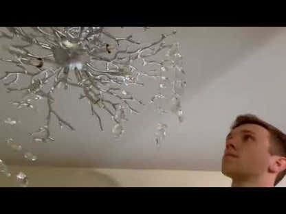 Frostleaf Kristall-Kaskadenzweig-Kronleuchter, rund, 76,2 cm