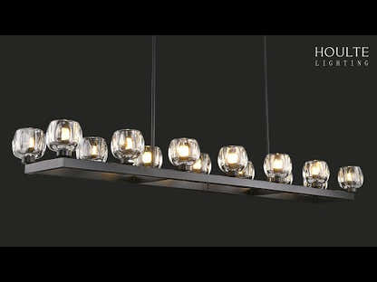 Rechteckiger Kronleuchter aus Pergament, 72 Zoll