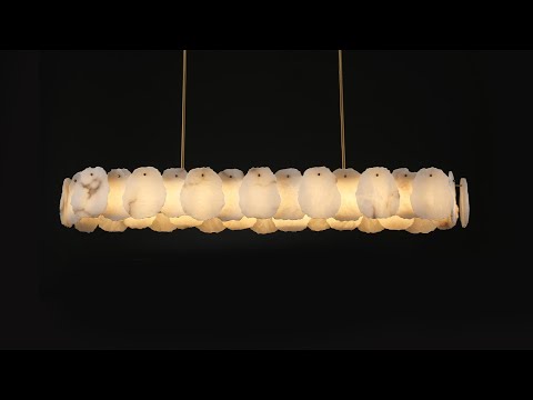 Ovaler Kronleuchter „Moira“ aus Alabaster, 137 cm Breite