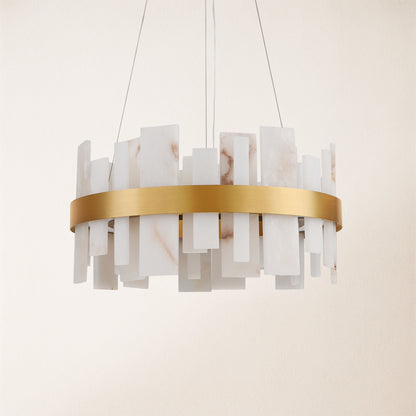 Nocturne Alabaster Round Chandelier 24"
