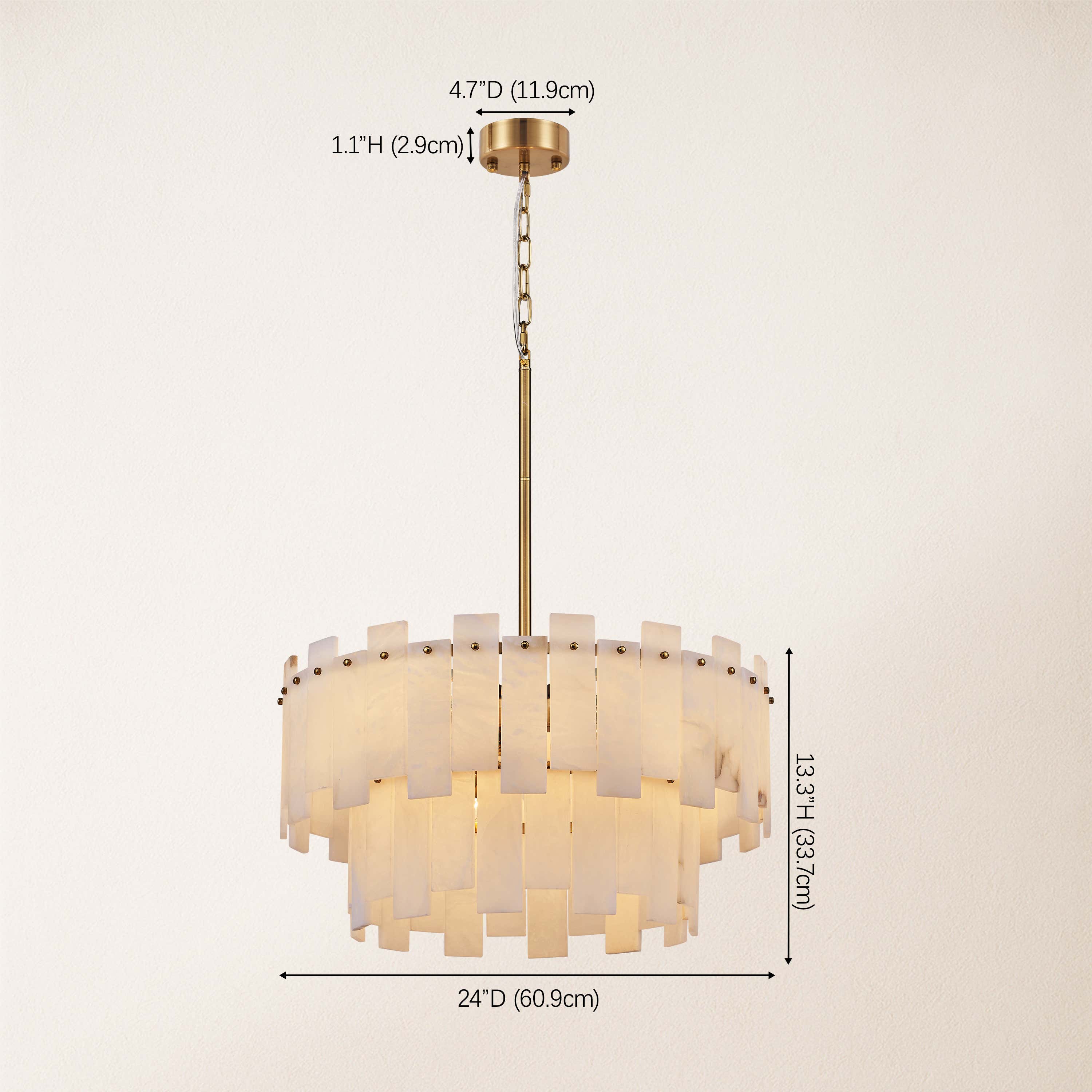 Nivislight Alabaster 2-Tier Round Chandelier 24"D