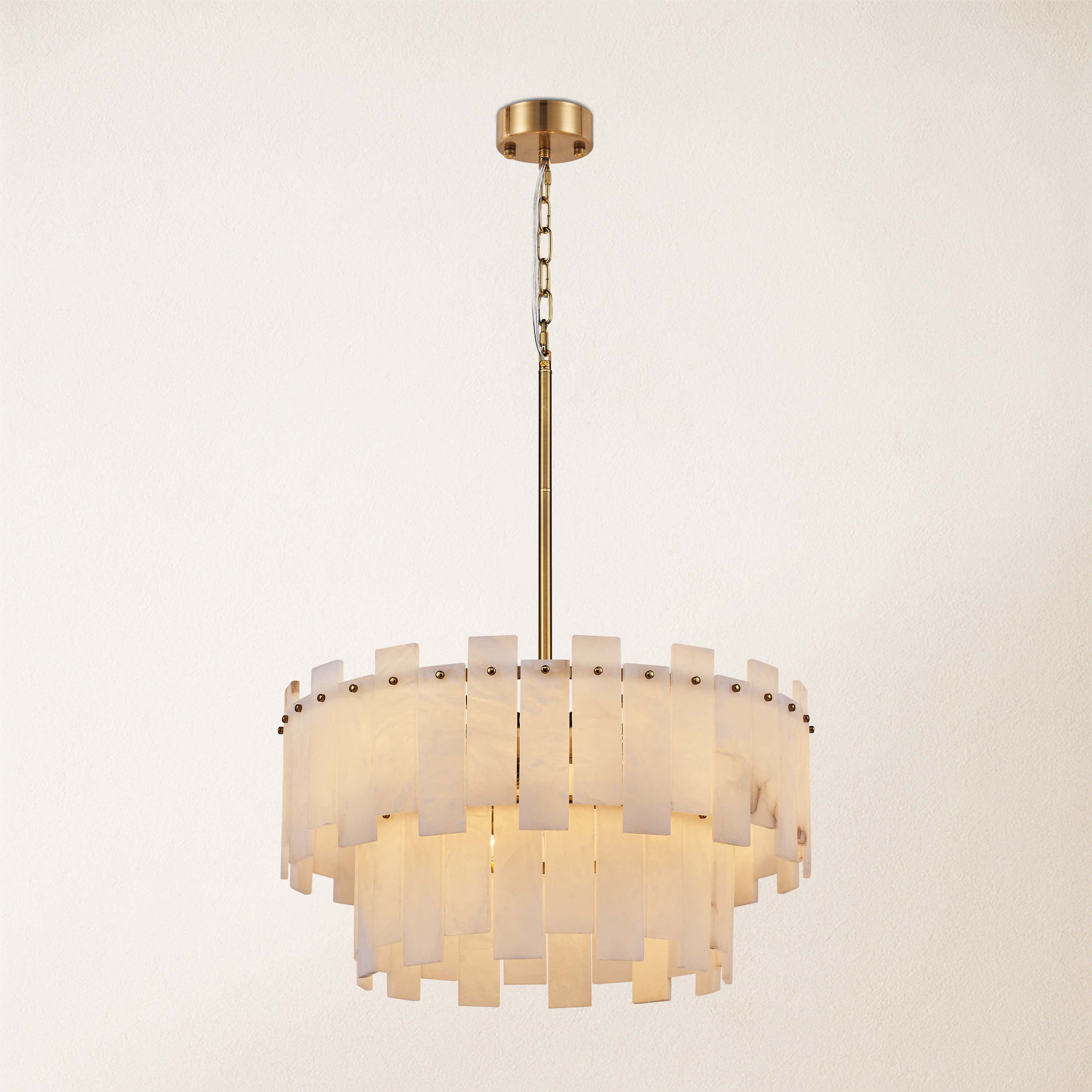 Nivislight Alabaster 2-Tier Round Chandelier 24"D