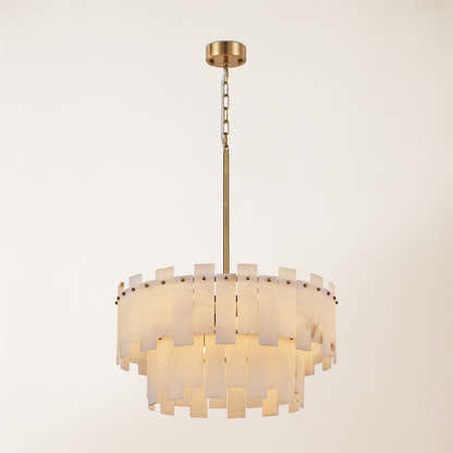 Nivislight Alabaster 2-Tier Round Chandelier 24"D