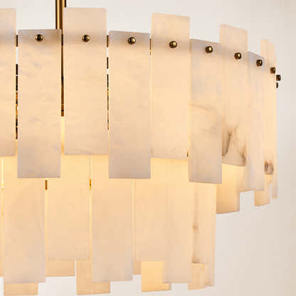 Nivislight Alabaster 2-Tier Round Chandelier 24"D