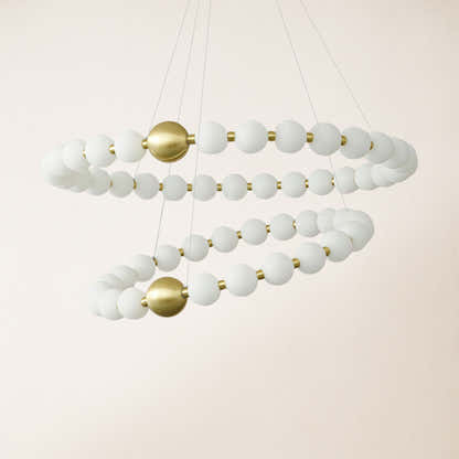Velora Pearl Bead 2 Tiered Round Chandelier 32"D