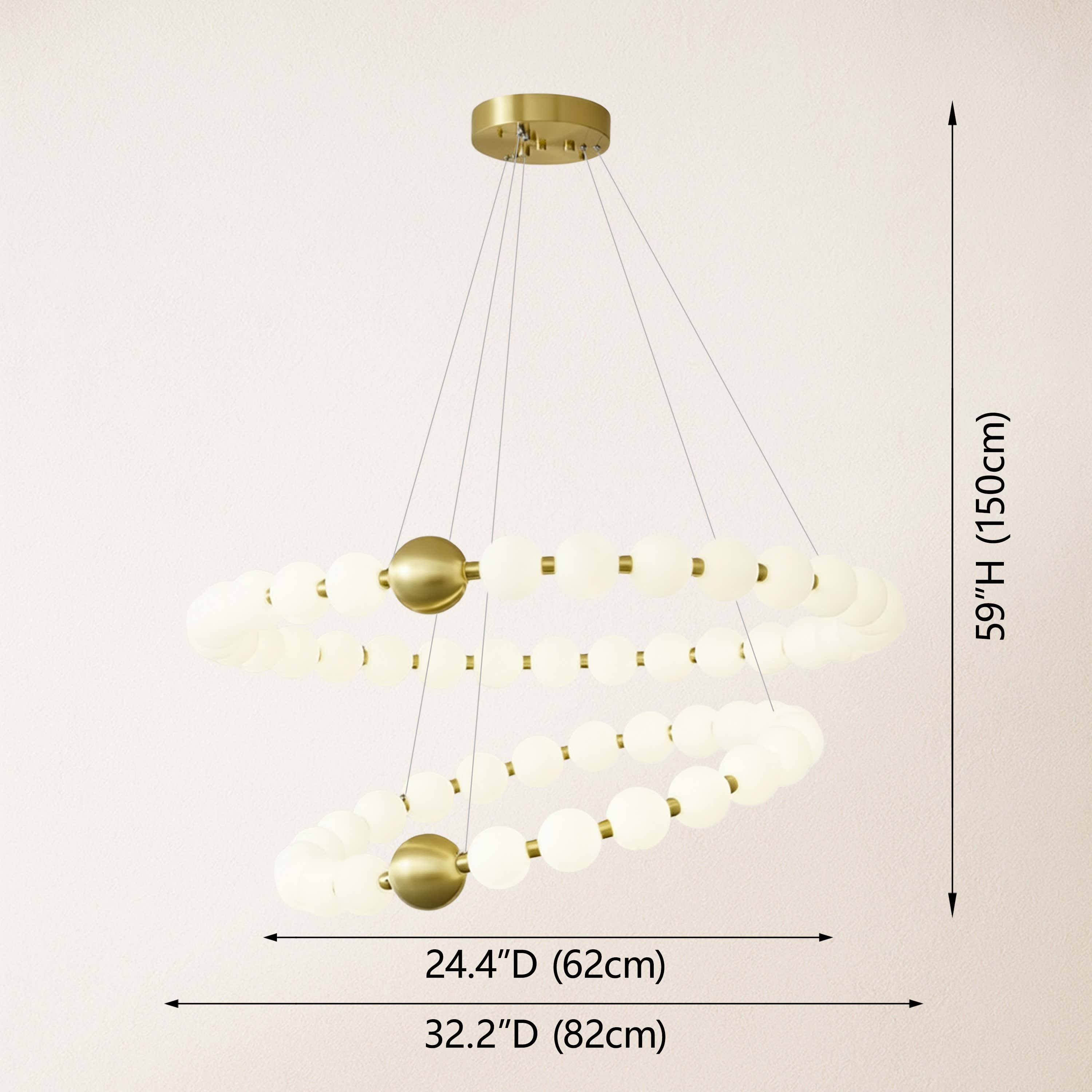 Velora Pearl Bead 2 Tiered Round Chandelier 32"D