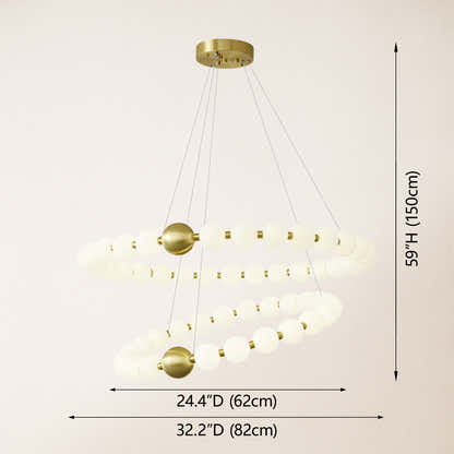 Velora Pearl Bead 2 Tiered Round Chandelier 32"D