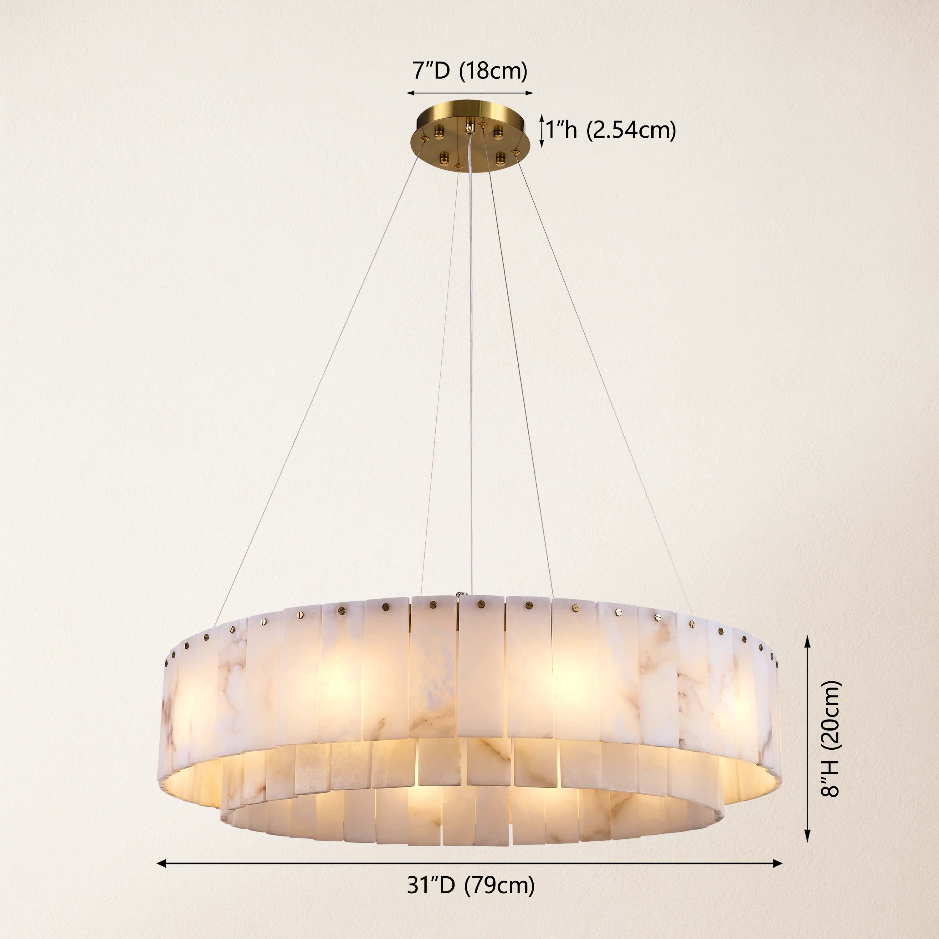 Sawyer Alabaster Round Chandelier 32"