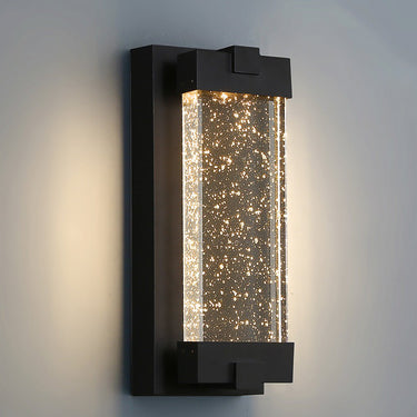 Rechteckige Bubbles Crystal Wasserdichte COB Schwarze Außenwandleuchten