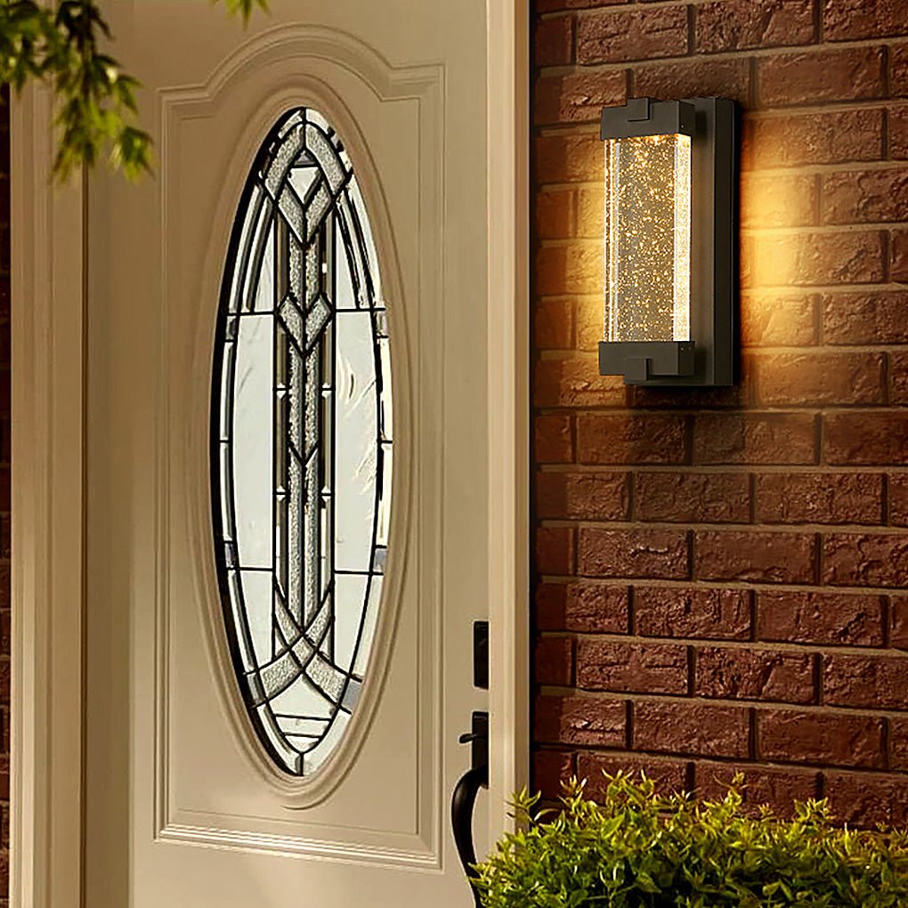 Rechteckige Bubbles Crystal Wasserdichte COB Schwarze Außenwandleuchten