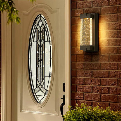 Rechteckige Bubbles Crystal Wasserdichte COB Schwarze Außenwandleuchten