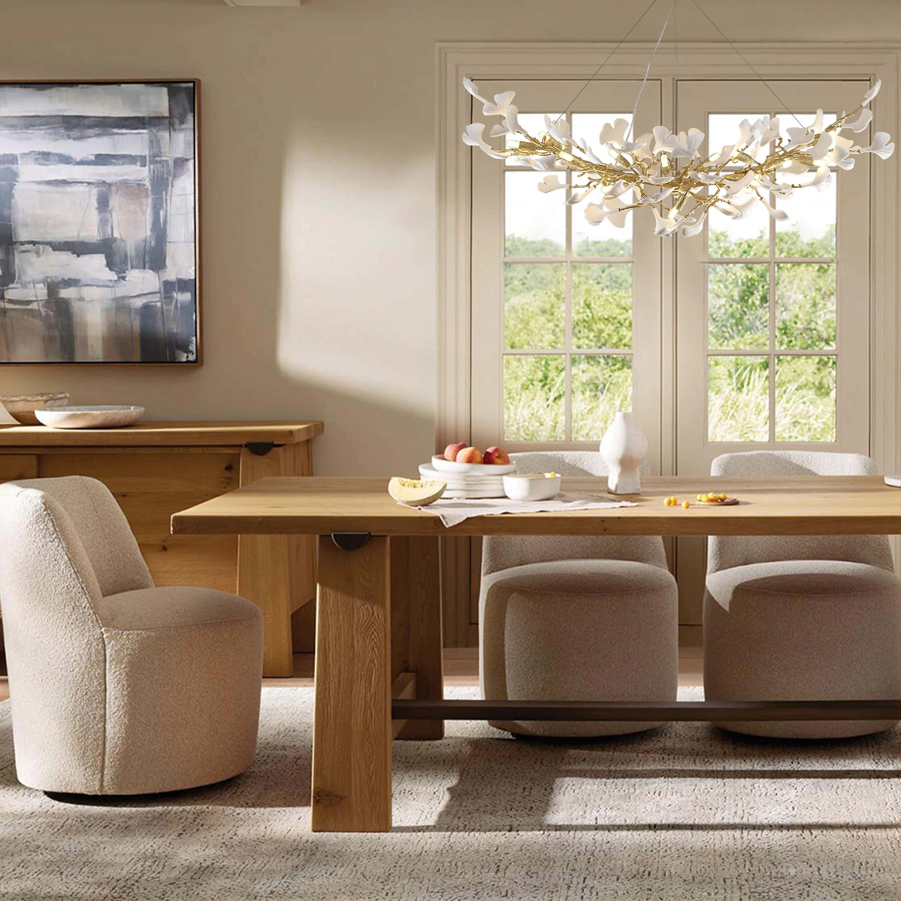 Twilight Branches Ceramic Glow Rectangular Chandelier 55"