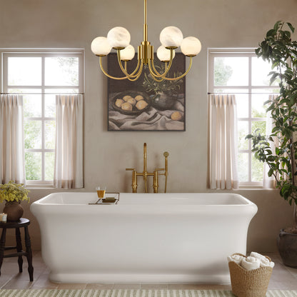 Moderner runder Alabaster-Kronleuchter, 80 cm Durchmesser