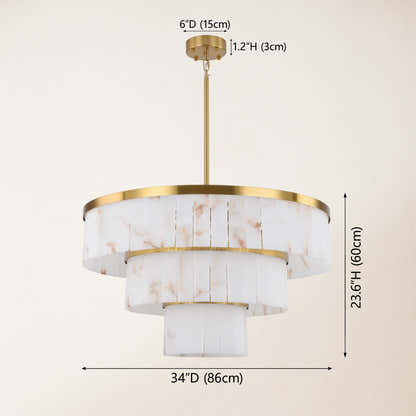 Solmare Alabaster Round Chandelier 34"#Finish_Gold