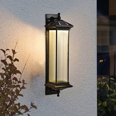 Vintage gestreiften Glas Schatten IP55 wasserdicht Retro Solar Lichter im Freien