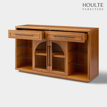 Alvar Sideboard aus gewölbtem Glas aus Eiche, 160 cm breit