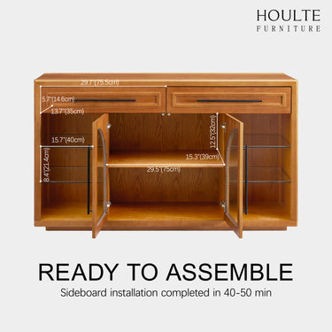 Alvar Sideboard aus gewölbtem Glas aus Eiche, 160 cm breit