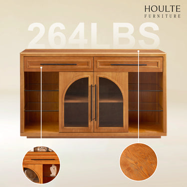 Alvar Sideboard aus gewölbtem Glas aus Eiche, 160 cm breit