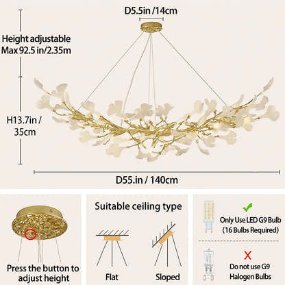 Twilight Branches Ceramic Glow Rectangular Chandelier 55"
