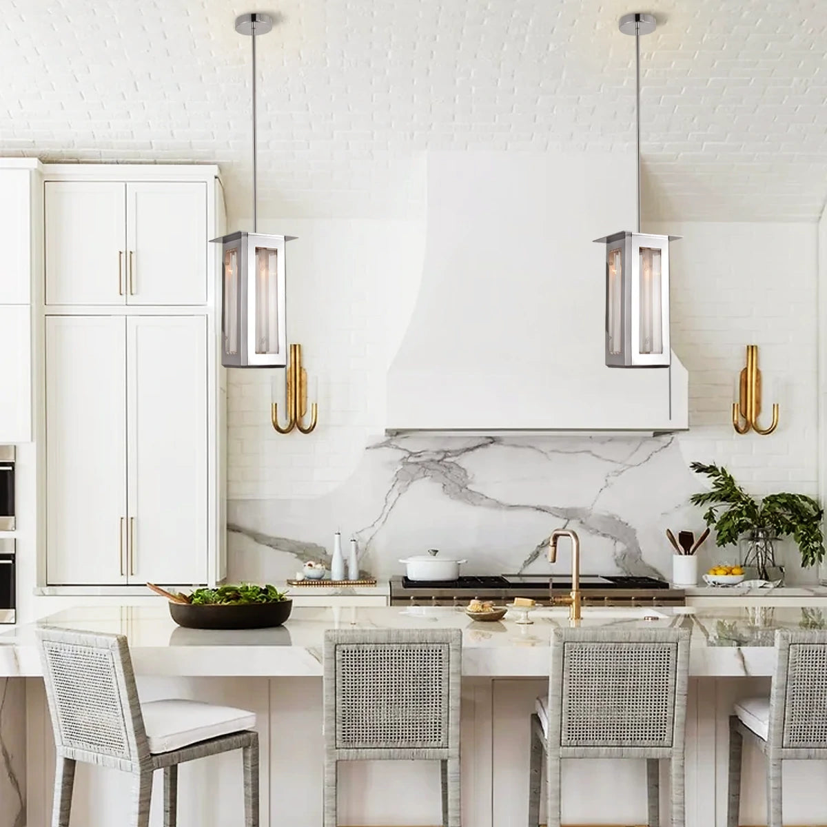 Baluster Rechteckglas-Pendelleuchte 7" W