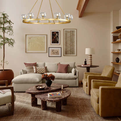 Vellum Round Chandelier 48"D#Finish_Gold